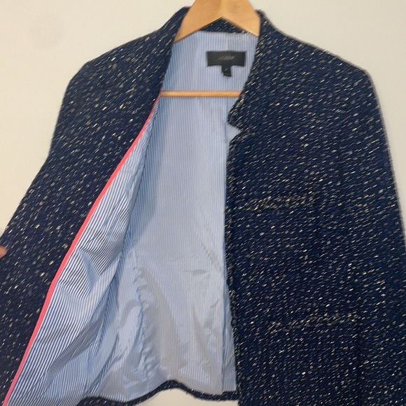 J. Crew Metallic Blue Tweed Wool Blend Blazer - Picture 5 of 8